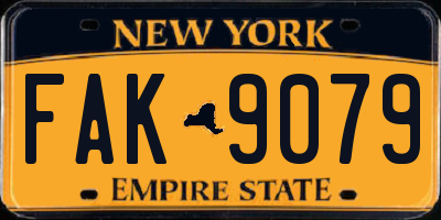 NY license plate FAK9079