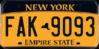 NY license plate FAK9093