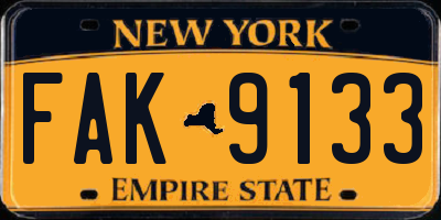 NY license plate FAK9133