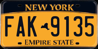 NY license plate FAK9135