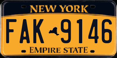 NY license plate FAK9146