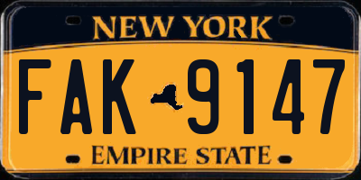 NY license plate FAK9147