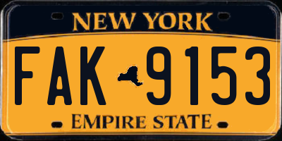 NY license plate FAK9153