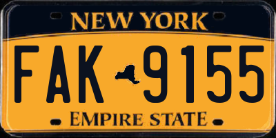 NY license plate FAK9155