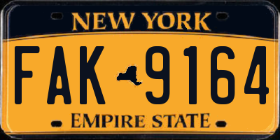NY license plate FAK9164