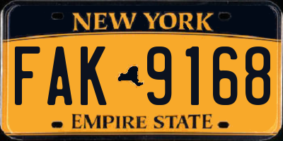 NY license plate FAK9168