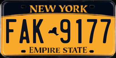 NY license plate FAK9177