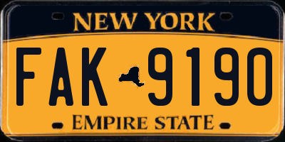 NY license plate FAK9190