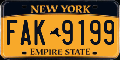 NY license plate FAK9199