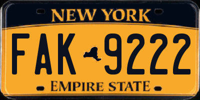 NY license plate FAK9222