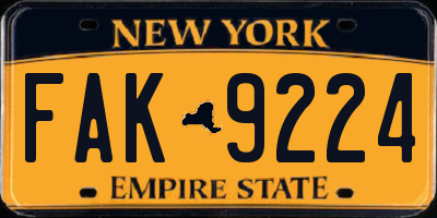 NY license plate FAK9224