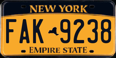 NY license plate FAK9238