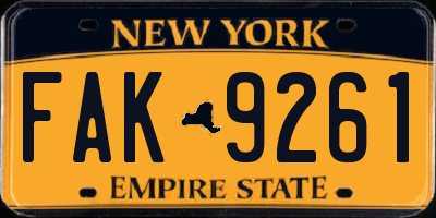 NY license plate FAK9261