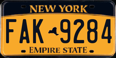 NY license plate FAK9284