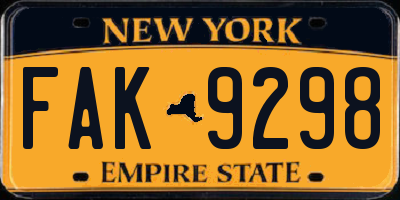 NY license plate FAK9298