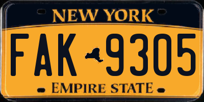 NY license plate FAK9305