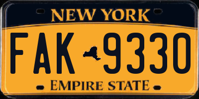 NY license plate FAK9330