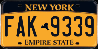 NY license plate FAK9339