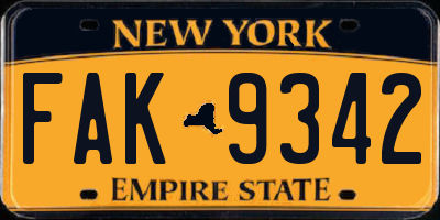 NY license plate FAK9342