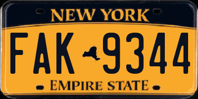 NY license plate FAK9344