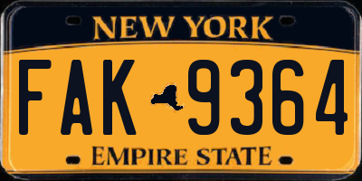 NY license plate FAK9364