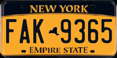 NY license plate FAK9365