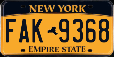 NY license plate FAK9368