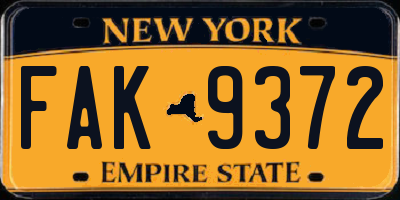 NY license plate FAK9372