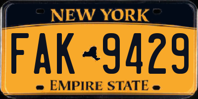 NY license plate FAK9429