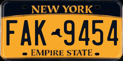 NY license plate FAK9454