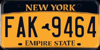 NY license plate FAK9464