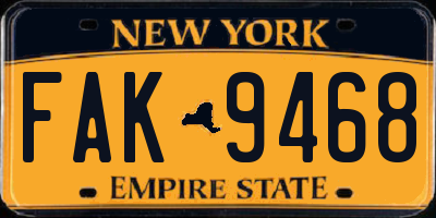 NY license plate FAK9468