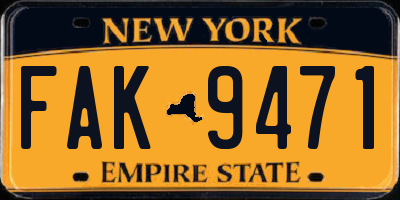 NY license plate FAK9471