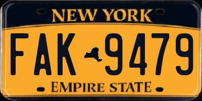 NY license plate FAK9479