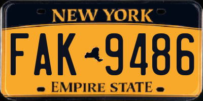 NY license plate FAK9486