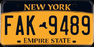 NY license plate FAK9489