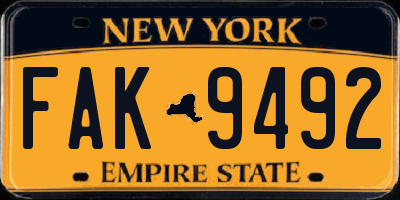 NY license plate FAK9492