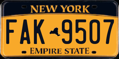 NY license plate FAK9507