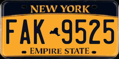 NY license plate FAK9525