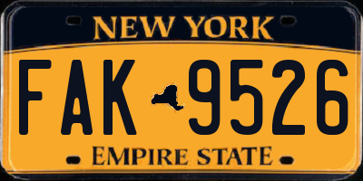 NY license plate FAK9526