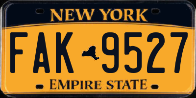 NY license plate FAK9527