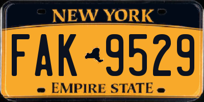 NY license plate FAK9529