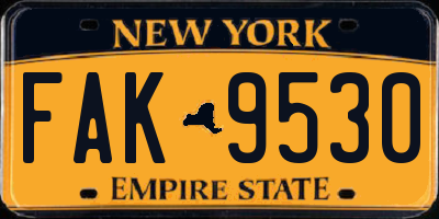 NY license plate FAK9530