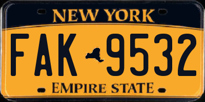NY license plate FAK9532