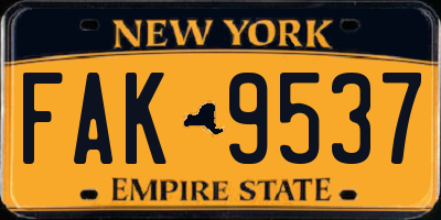 NY license plate FAK9537