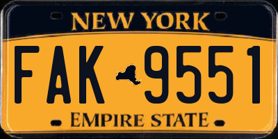 NY license plate FAK9551