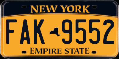 NY license plate FAK9552