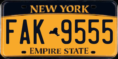 NY license plate FAK9555