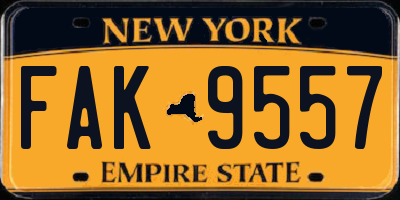 NY license plate FAK9557