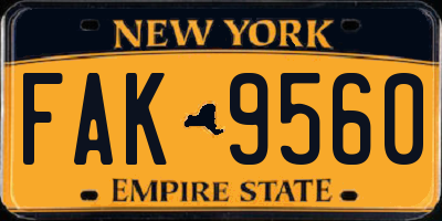 NY license plate FAK9560